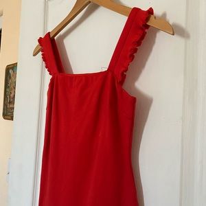Red ruffle trap dress